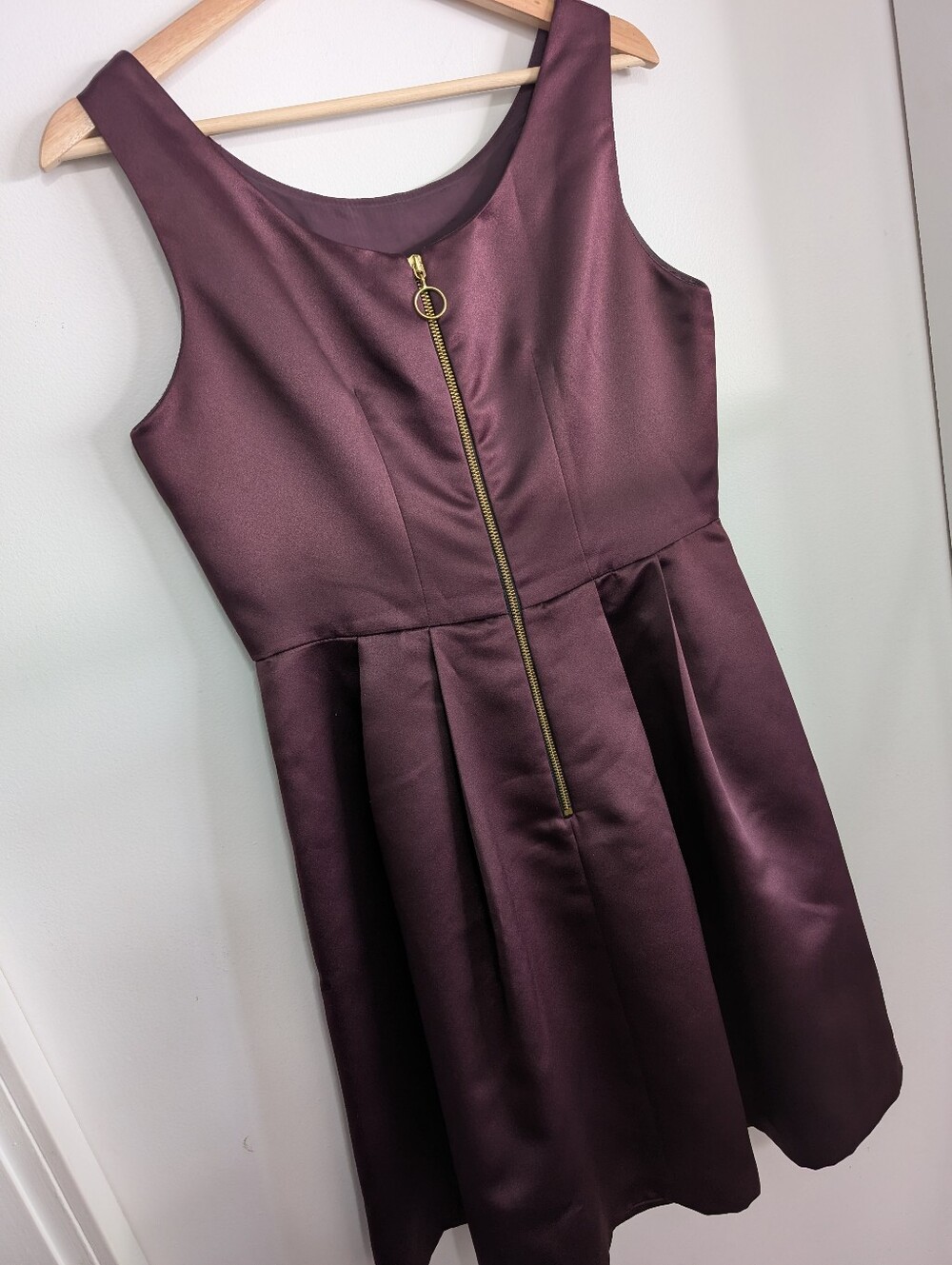 Pink Tartan Medium A-line Dress Purple Maroon Satin Pleated Ball Gown Wedding
